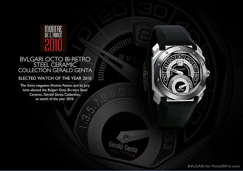 Bulgari wins the 2010 Watch of the Year Prize for the Octo Bi